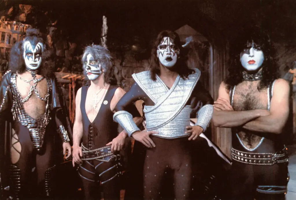 KISS MEETS THE PHANTOM OF THE PARK (aka KISS IN ATTACK OF THE PHANTOMS), (l-r): Gene Simmons, Peter Criss, Ace Frehley, Paul Stanley, 1978